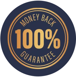 100 percent money back guarantee badge supplied by the Sugar Defender vendor